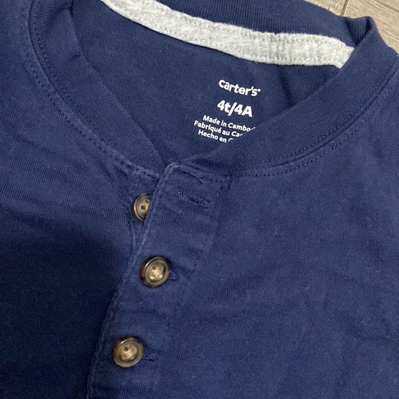 Toddler Carters Navy Button Down Tshirt - Picture 2 of 2